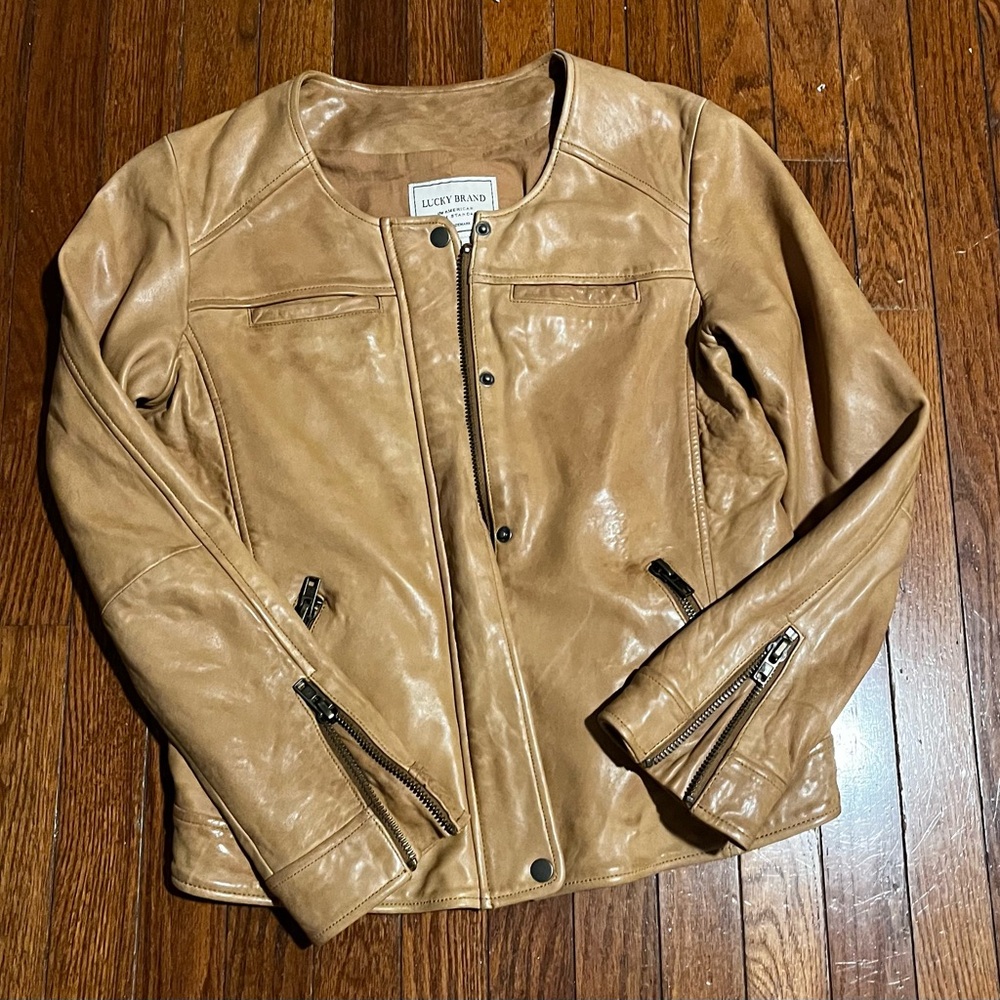 Lucky Brand tan  Leather Jacket